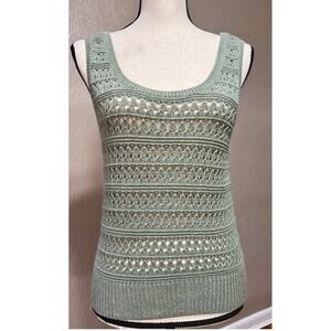 Old Navy Top Crochet Medium Open Knit Tank Norfolk Pine Green 100% Cotton New